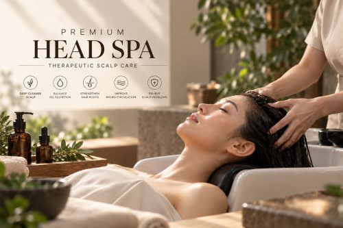 Premium head spa therapeutic scalp care at Olive Queen